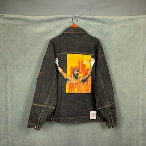 Vintage Y2K‎ Platinum Fubu Muhammad Ali Oversized Denim Jacket Size 3XL Hip Hop